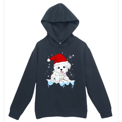 Santa Reindeer Maltese Christmas Tree Light Pajama Xmas Gift Urban Pullover Hoodie