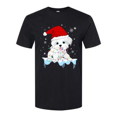 Santa Reindeer Maltese Christmas Tree Light Pajama Xmas Gift Softstyle CVC T-Shirt