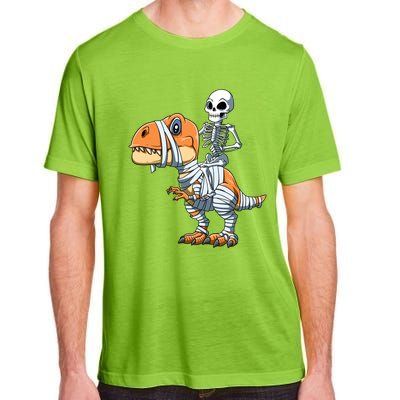 Skeleton Riding Mummy Dinosaur Halloween TRex Gift Adult ChromaSoft Performance T-Shirt