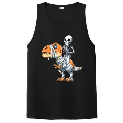 Skeleton Riding Mummy Dinosaur Halloween TRex Gift PosiCharge Competitor Tank