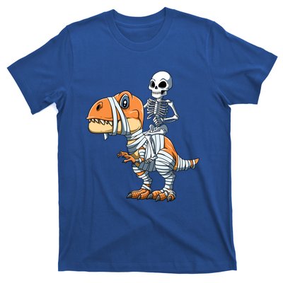 Skeleton Riding Mummy Dinosaur Halloween TRex Gift T-Shirt