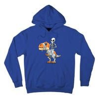 Skeleton Riding Mummy Dinosaur Halloween TRex Gift Tall Hoodie