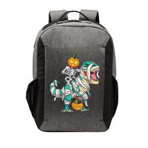 Skeleton Riding Mummy Dinosaur T Rex Halloween Funny Pumpkin Vector Backpack