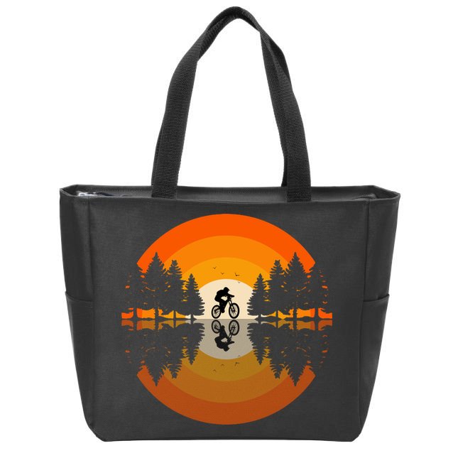 Sunset Retro Mountain Bike Sunset Retro Zip Tote Bag