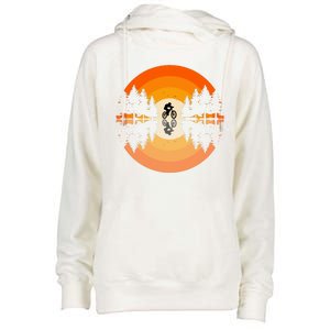 Sunset Retro Mountain Bike Sunset Retro Womens Funnel Neck Pullover Hood