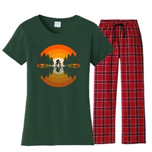 Sunset Retro Mountain Bike Sunset Retro Women's Flannel Pajama Set