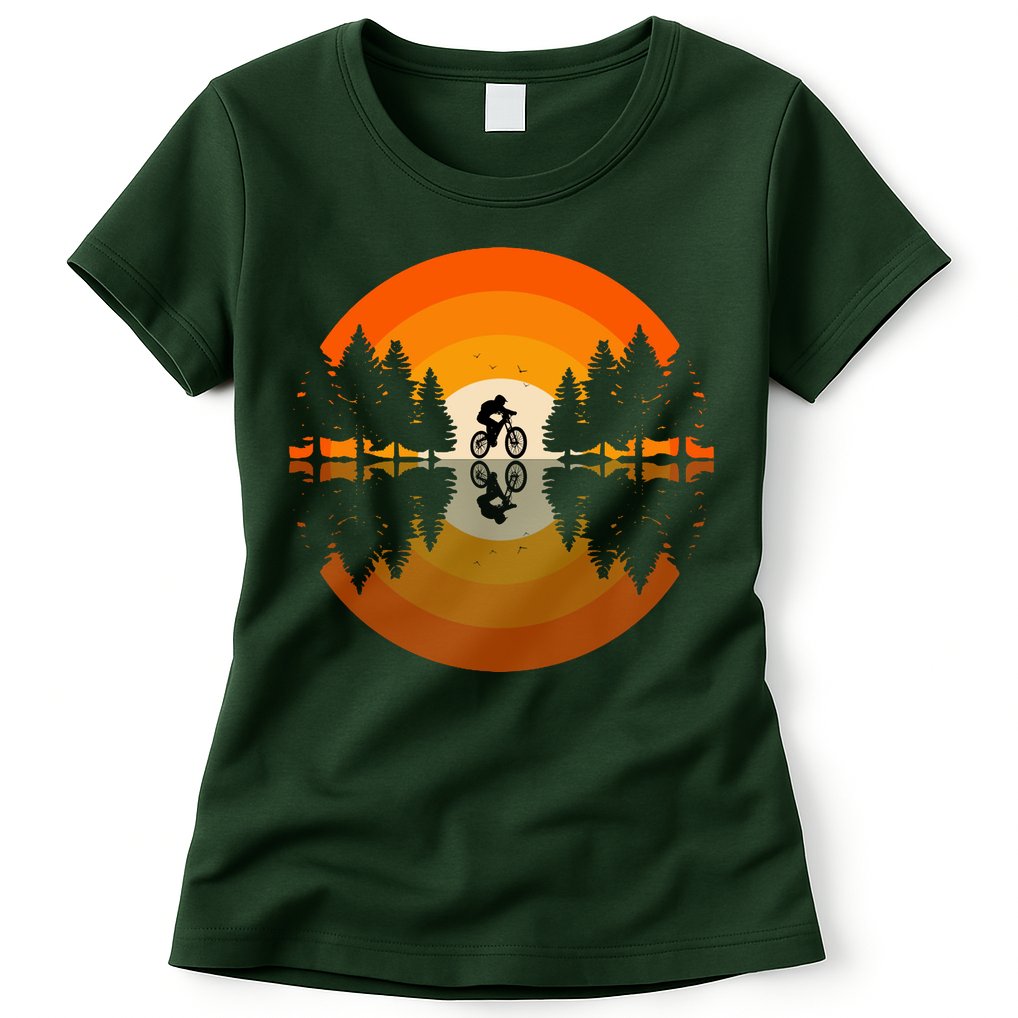Sunset Retro Mountain Bike Sunset Retro Womens T-Shirt
