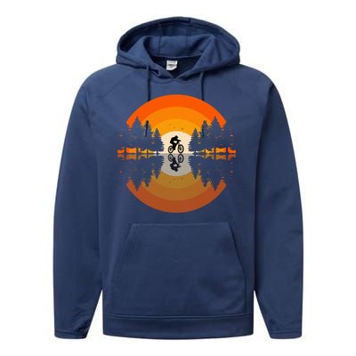 Sunset Retro Mountain Bike Sunset Retro Performance Fleece Hoodie