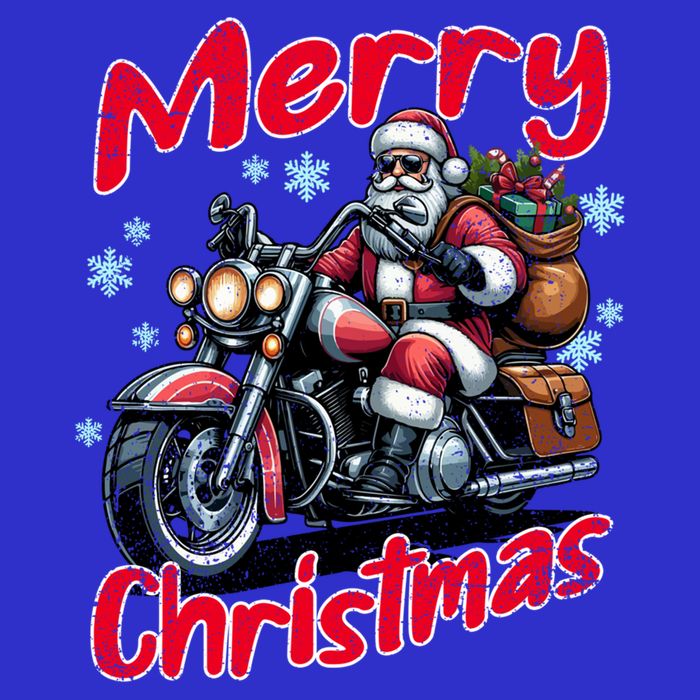 Santa Riding Motorcycle Merry Christmas Festive Xmas Holiday Gift Women's V-Neck T-Shirt