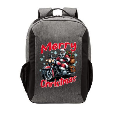 Santa Riding Motorcycle Merry Christmas Festive Xmas Holiday Gift Vector Backpack
