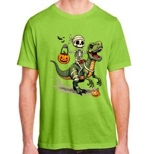 Skeleton Riding Mummy Dinosaur T Rex Halloween Funny Cute Gift Adult ChromaSoft Performance T-Shirt