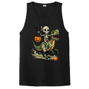 Skeleton Riding Mummy Dinosaur T Rex Halloween Funny Cute Gift PosiCharge Competitor Tank