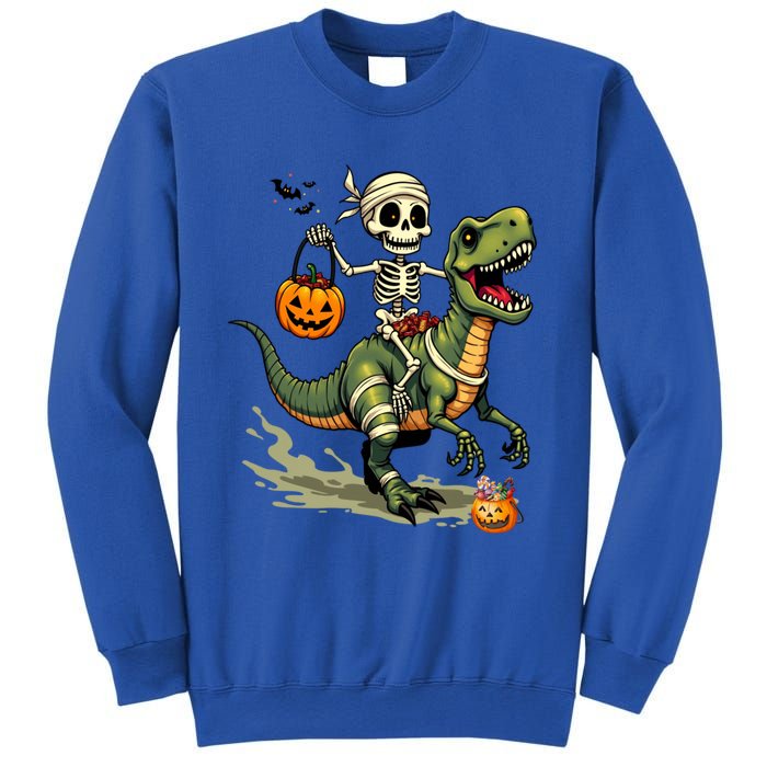 Skeleton Riding Mummy Dinosaur T Rex Halloween Funny Cute Gift Sweatshirt