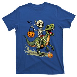 Skeleton Riding Mummy Dinosaur T Rex Halloween Funny Cute Gift T-Shirt