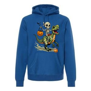 Skeleton Riding Mummy Dinosaur T Rex Halloween Funny Cute Gift Premium Hoodie