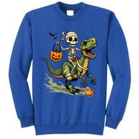 Skeleton Riding Mummy Dinosaur T Rex Halloween Funny Cute Gift Tall Sweatshirt