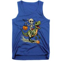 Skeleton Riding Mummy Dinosaur T Rex Halloween Funny Cute Gift Tank Top