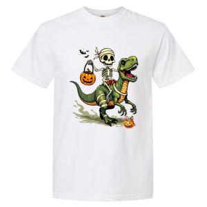 Skeleton Riding Mummy Dinosaur T Rex Halloween Funny Cute Gift Garment-Dyed Heavyweight T-Shirt