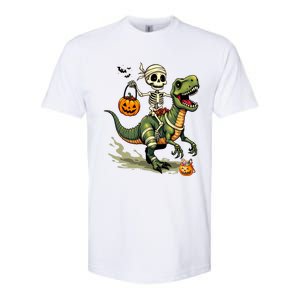 Skeleton Riding Mummy Dinosaur T Rex Halloween Funny Cute Gift Softstyle CVC T-Shirt