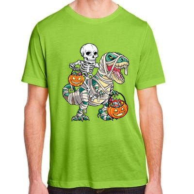 Skeleton Riding Mummy Dinosaur T Rex Halloween Funny Pumpkin Adult ChromaSoft Performance T-Shirt