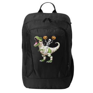 Skeleton Riding Mummy Dinosaur T Rex Halloween Funny Pumpkin Cute Gift City Backpack