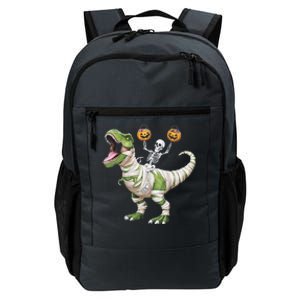 Skeleton Riding Mummy Dinosaur T Rex Halloween Funny Pumpkin Cute Gift Daily Commute Backpack