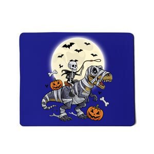 Skeleton Riding Mummy Dinosaur T Rex Halloween Funny Pumpkin Gift Mousepad