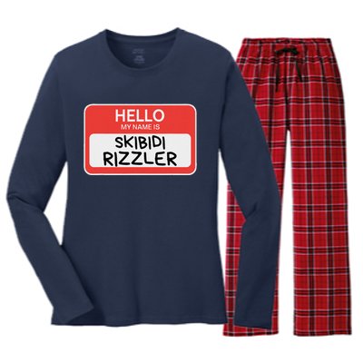 Skibid.I Rizzler Meme Funny Memes Internet Memes Rizz Meme Women's Long Sleeve Flannel Pajama Set 