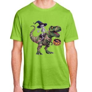 Skeleton Riding Mummy Dinosaur T Rex Halloween Funny Pumpkin Gift Adult ChromaSoft Performance T-Shirt