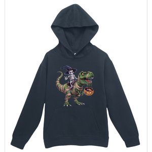 Skeleton Riding Mummy Dinosaur T Rex Halloween Funny Pumpkin Gift Urban Pullover Hoodie