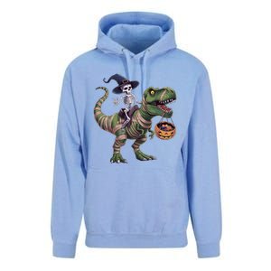 Skeleton Riding Mummy Dinosaur T Rex Halloween Funny Pumpkin Gift Unisex Surf Hoodie