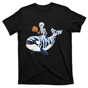 Skeleton Riding Mummy Orca Halloween Candy Whale T-Shirt