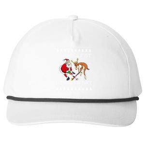 Santa Reindeer Making A Fist Checking You Twice Hockey Xmas Gift Snapback Five-Panel Rope Hat