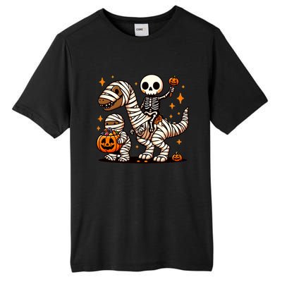 Skeleton Riding Mummy Dinosaur Halloween Funny Tall Fusion ChromaSoft Performance T-Shirt