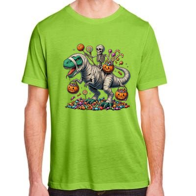 Skeleton Riding Mummy Dinosaur Halloween Funny Pumpkin Adult ChromaSoft Performance T-Shirt