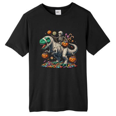 Skeleton Riding Mummy Dinosaur Halloween Funny Pumpkin Tall Fusion ChromaSoft Performance T-Shirt