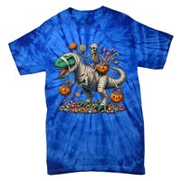 Skeleton Riding Mummy Dinosaur Halloween Funny Pumpkin Tie-Dye T-Shirt