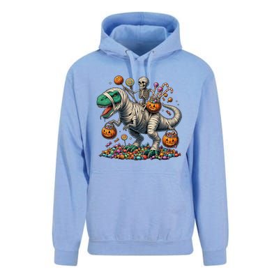 Skeleton Riding Mummy Dinosaur Halloween Funny Pumpkin Unisex Surf Hoodie