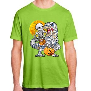 Skeleton Riding Mummy Dinosaur T Rex Halloween Funny Pumpkin Adult ChromaSoft Performance T-Shirt