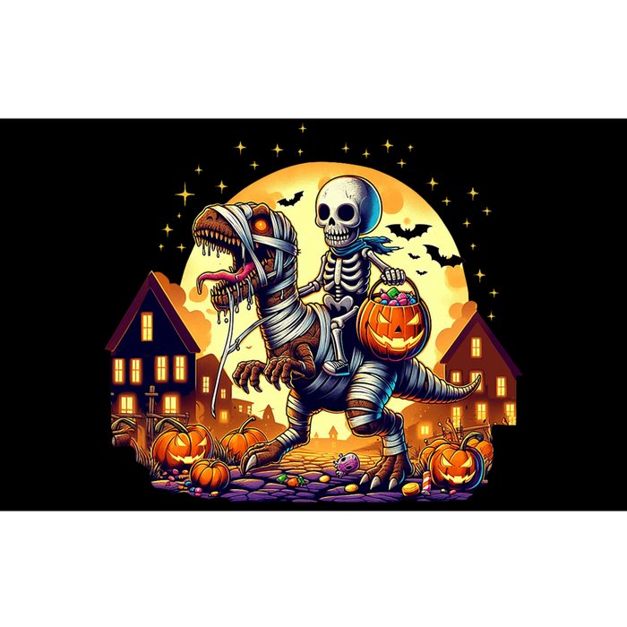 Skeleton Riding Mummy Dinosaur T Rex Halloween Funny Pumpkin Bumper Sticker