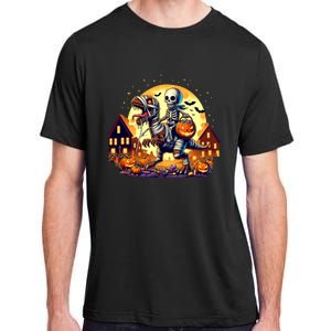 Skeleton Riding Mummy Dinosaur T Rex Halloween Funny Pumpkin Adult ChromaSoft Performance T-Shirt