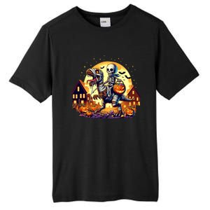 Skeleton Riding Mummy Dinosaur T Rex Halloween Funny Pumpkin Tall Fusion ChromaSoft Performance T-Shirt