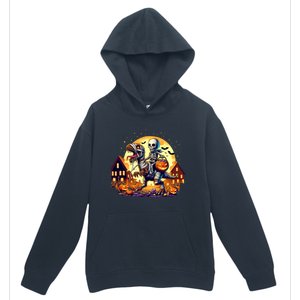 Skeleton Riding Mummy Dinosaur T Rex Halloween Funny Pumpkin Urban Pullover Hoodie