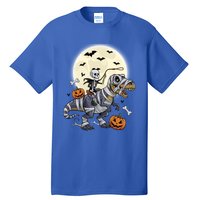 Skeleton Riding Mummy Dinosaur T Rex Halloween Funny Pumpkin Gift Tall T-Shirt