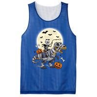 Skeleton Riding Mummy Dinosaur T Rex Halloween Funny Pumpkin Gift Mesh Reversible Basketball Jersey Tank