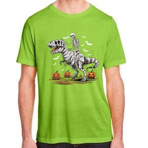 Skeleton Riding Mummy Dinosaur T Rex Halloween Funny Pumpkin Gift Adult ChromaSoft Performance T-Shirt