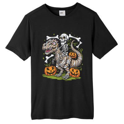 Skeleton Riding Mummy Dinosaur T Rex Halloween Tall Fusion ChromaSoft Performance T-Shirt