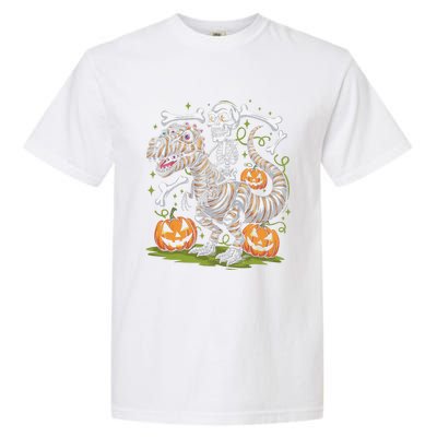 Skeleton Riding Mummy Dinosaur T Rex Halloween Garment-Dyed Heavyweight T-Shirt