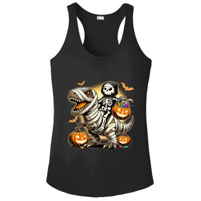 Skeleton Riding Mummy Dinosaur Halloween Pumpkin Cool Gift Ladies PosiCharge Competitor Racerback Tank