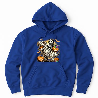 Skeleton Riding Mummy Dinosaur Halloween Pumpkin Cool Gift Hoodie
